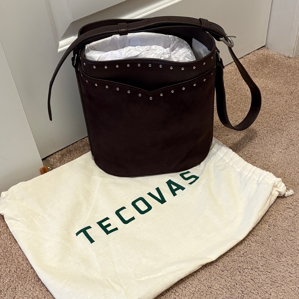 Tecovas Dark Brown Studded Leather Shoulder Bag